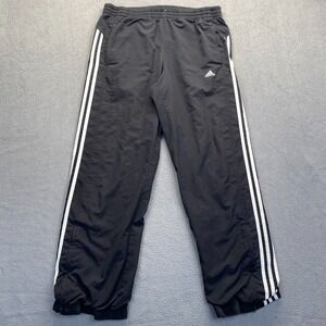 Adidas Pants Mens M Black Sweat ClinaProof Stripe Logo Training Polyester,Pocket